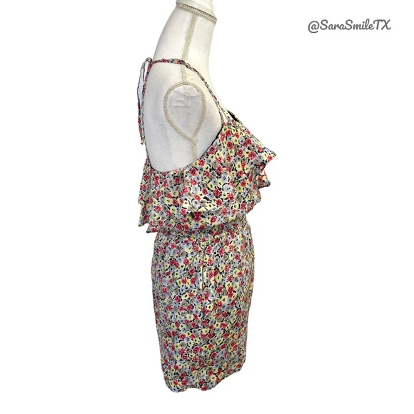 BCBGENERATION Strappy Ruffle Colorful Floral Shorts Romper - Picture 12 of 14